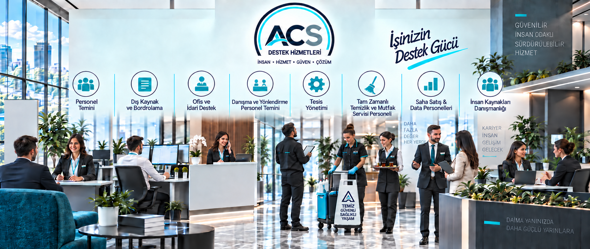 ACS dış kaynak ve operasyon hizmetlerini gösteren kurumsal çalışma ortamı